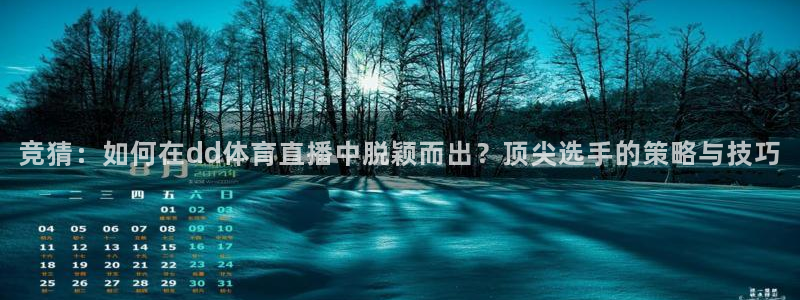 竞猜：如何在dd体育直播中脱颖而出？顶尖选手的策略与技巧